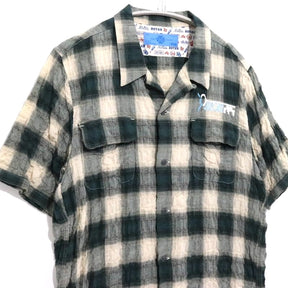 ROTAR | Ripple Check Open Collar Shirt "Green/Beige" (710934002)