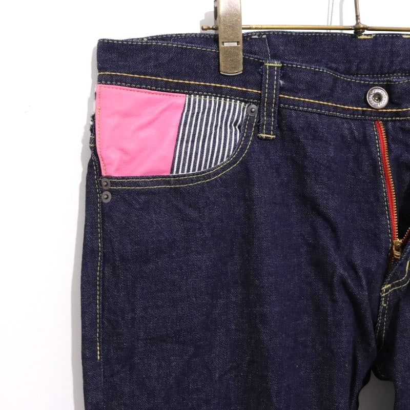 SQUARE | Mixed Material Patchwork Denim Pants "Straight"