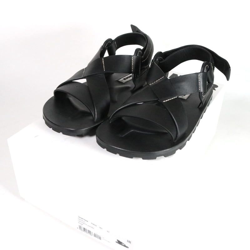 JIL SANDER+ 22SS | Platform Crossover Sandalo "Black / Vacchetta Leather" (J44WP0009)