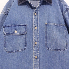 Polo Ralph Lauren 90s | Authentic Dungarees Corduroy Collar Denim Shirt "Indigo / Navy"