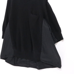 sacai 17AW | Back Pleated Hybrid Knit Pullover "Black" (17-03322)