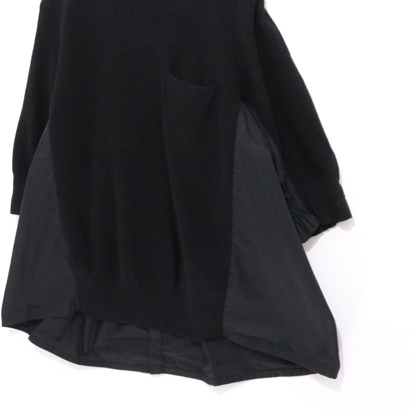 sacai 17AW | Back Pleated Hybrid Knit Pullover "Black" (17-03322)