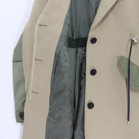 sacai 21AW | Wool Melton Docking Chester Coat "Beige×Khaki" (21-05726)