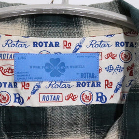 ROTAR | Ripple Check Open Collar Shirt "Green/Beige" (710934002)