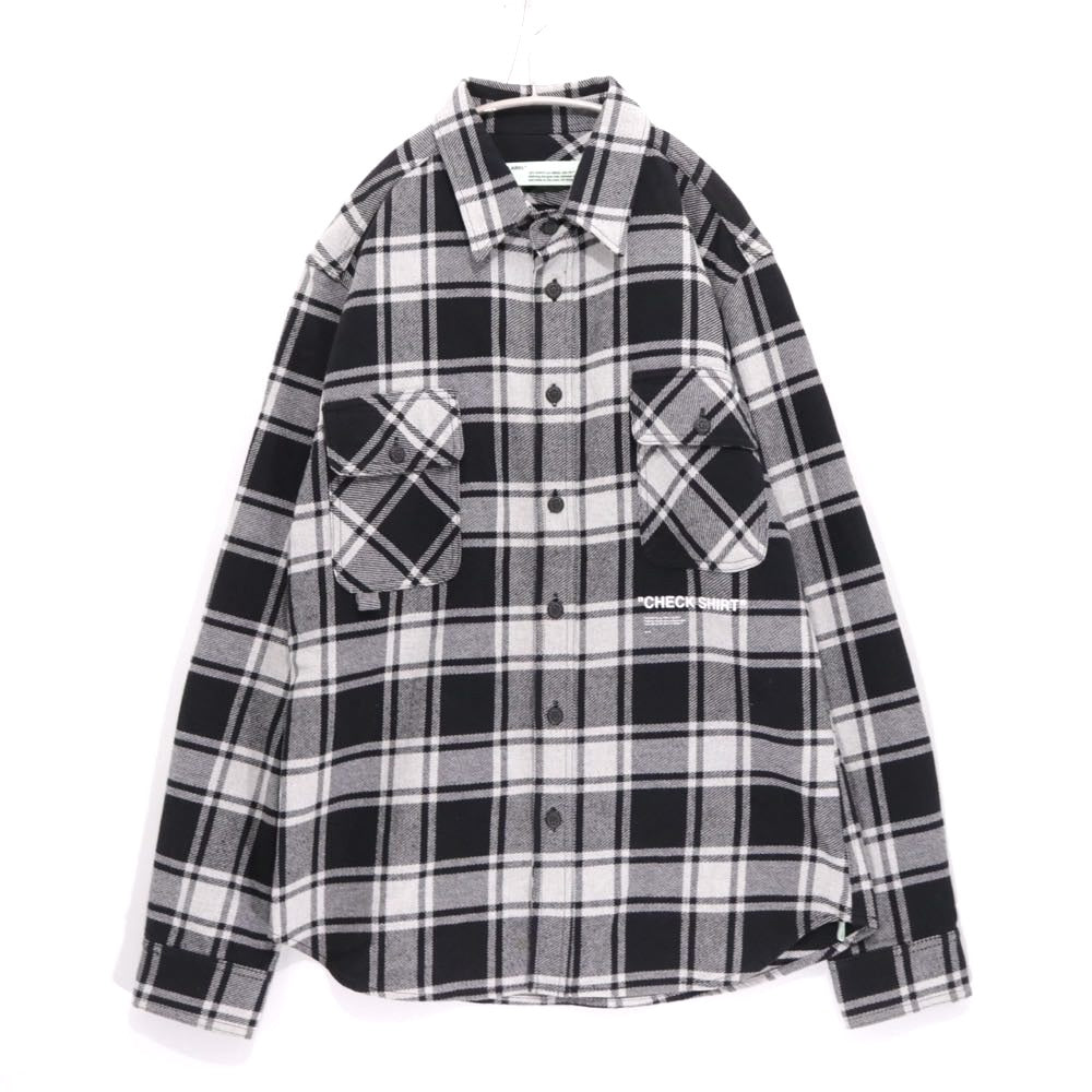 OFF-WHITE 18AW | Back Print Flannel Check Shirt "White/Black" (OMGA060E18A27010)