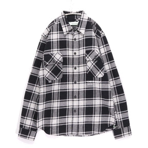 OFF-WHITE 18AW | Back Print Flannel Check Shirt "White/Black" (OMGA060E18A27010)