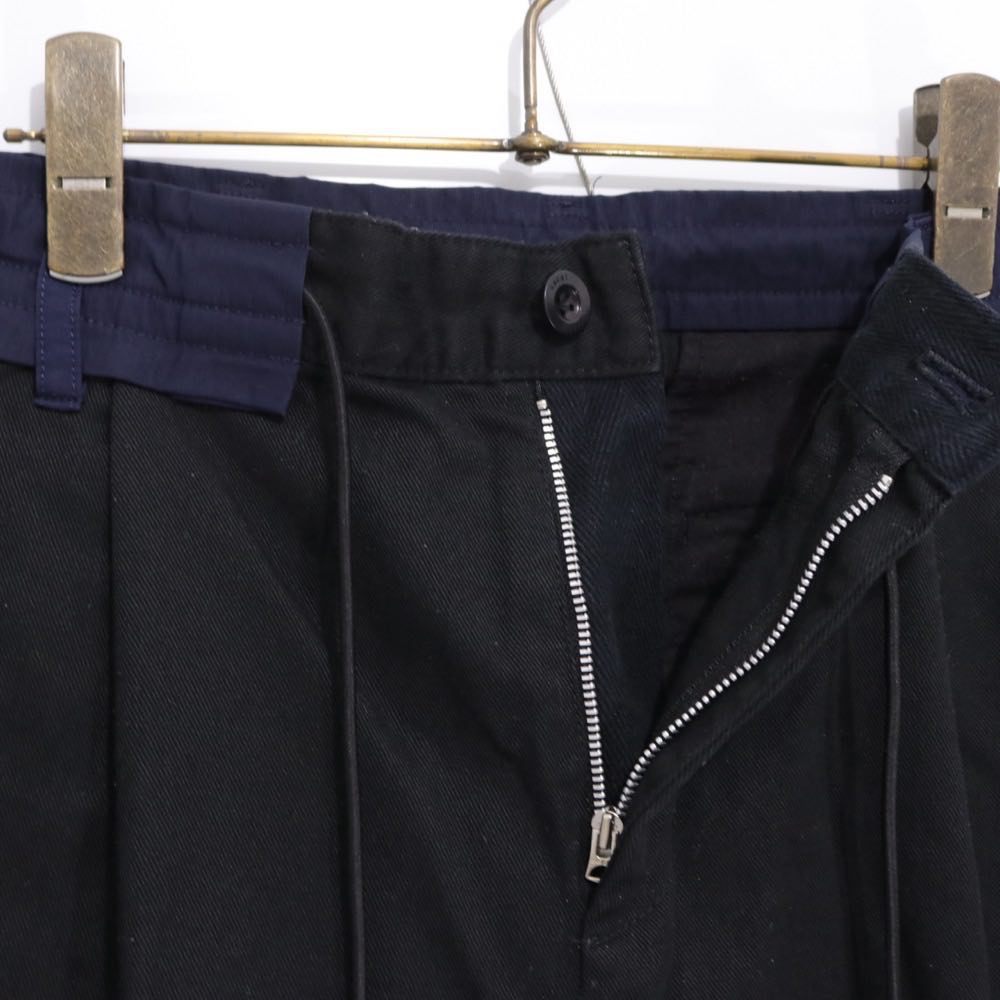sacai 21AW | Chino Grosgrain Wide Tapered Pants "Black" (21-02652M)