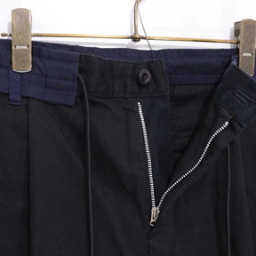 sacai 21AW | Chino Grosgrain Wide Tapered Pants "Black" (21-02652M)