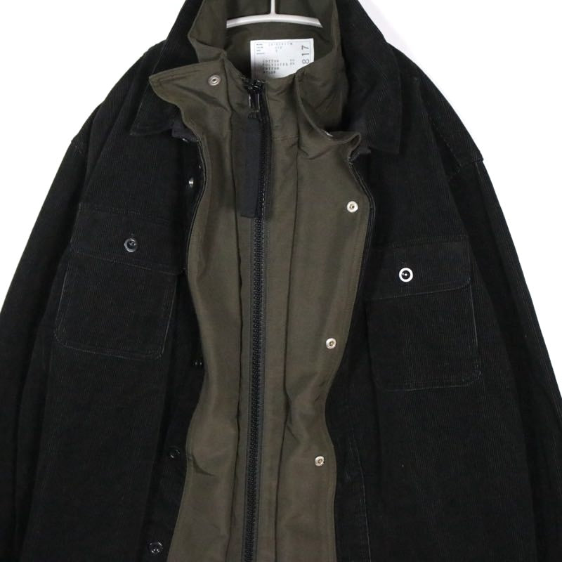 sacai 25AW | Corduroy Mix Jacket "Black/Khaki" (25-03817M)