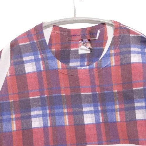 COMME des GARÇONS SHIRT 25SS | Tartan Check Print T-Shirt "White/Red/Blue" (FO-T003)