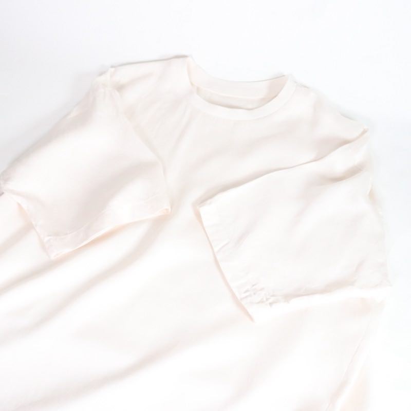 SALON adam et rope' 23SS | Satin Jersey Crew Neck T-shirt "White" (SHM-33320-A)
