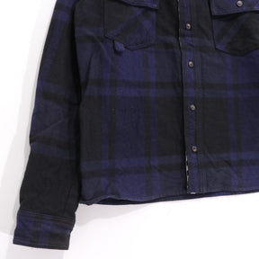 OFF-WHITE 19SS | Stencil Flannel Check Shirt "Navy / Black" (OMGA060R19C08015)