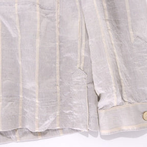 EDIFICE 24SS | Rayon/Linen Pattern No-Collar Shirt "Stripe" (24-011-300-1015-1-0)