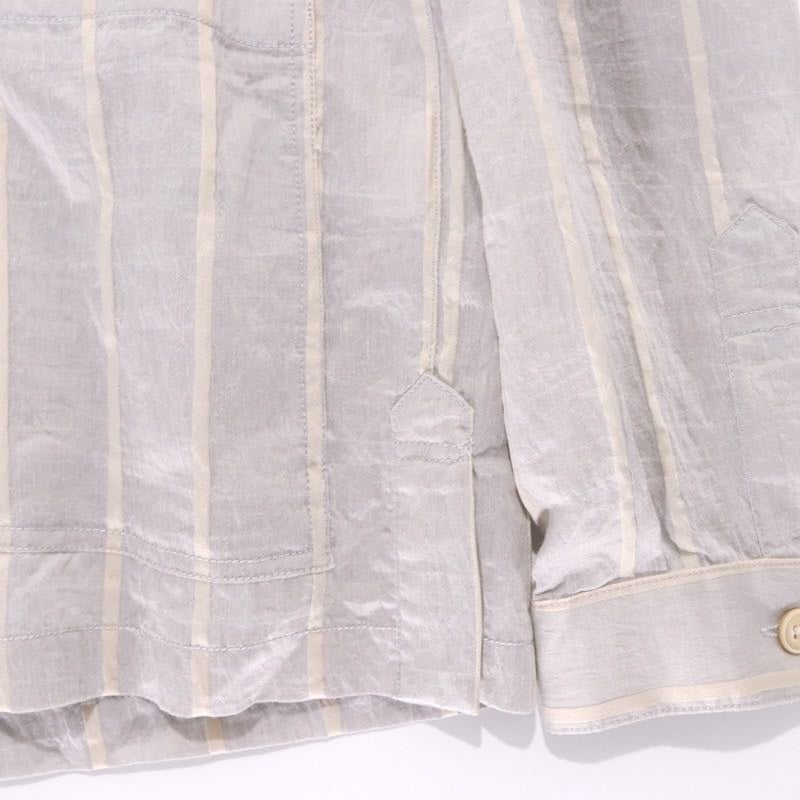 EDIFICE 24SS | Rayon/Linen Pattern No-Collar Shirt "Stripe" (24-011-300-1015-1-0)