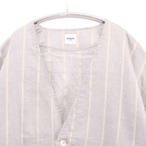 EDIFICE 24SS | Rayon/Linen Pattern No-Collar Shirt "Stripe" (24-011-300-1015-1-0)