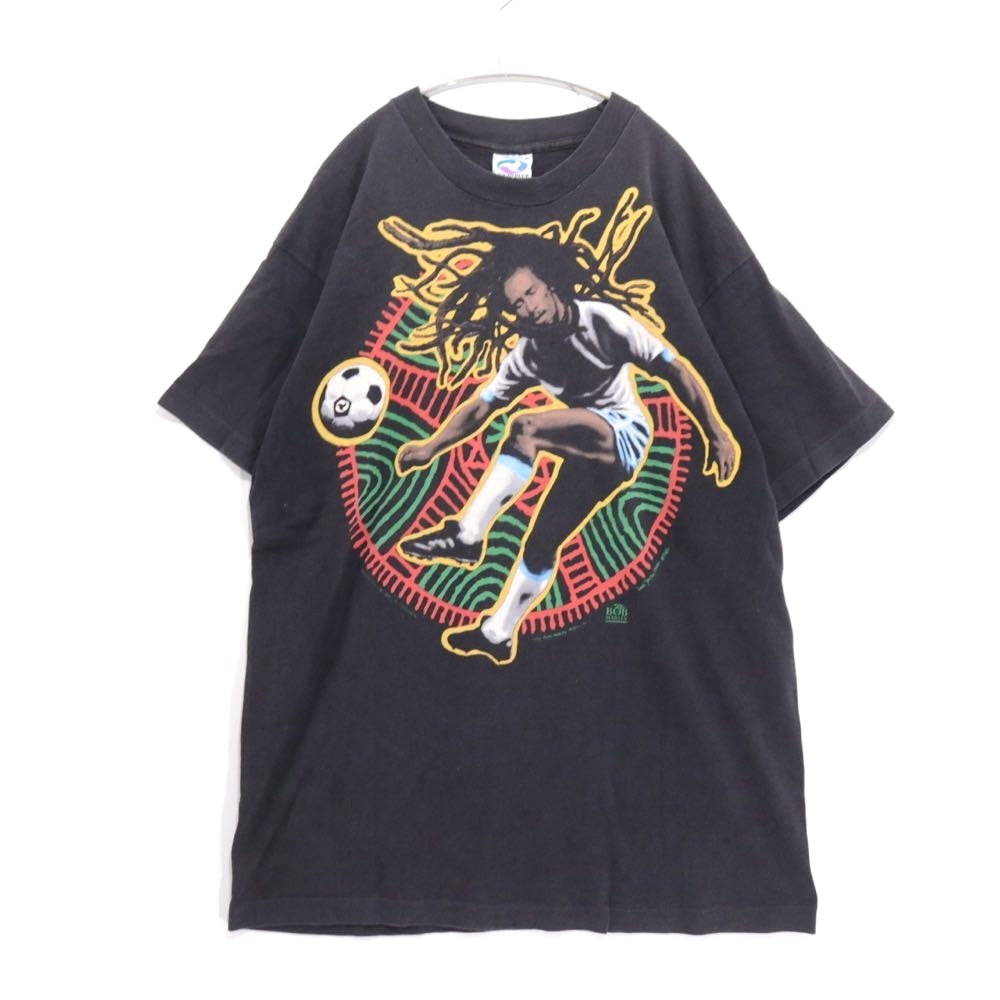 LIQUID BLUE 90s | BOB MARLEY Soccer S/S Tee "Black / 1994 Copyright Made in USA"