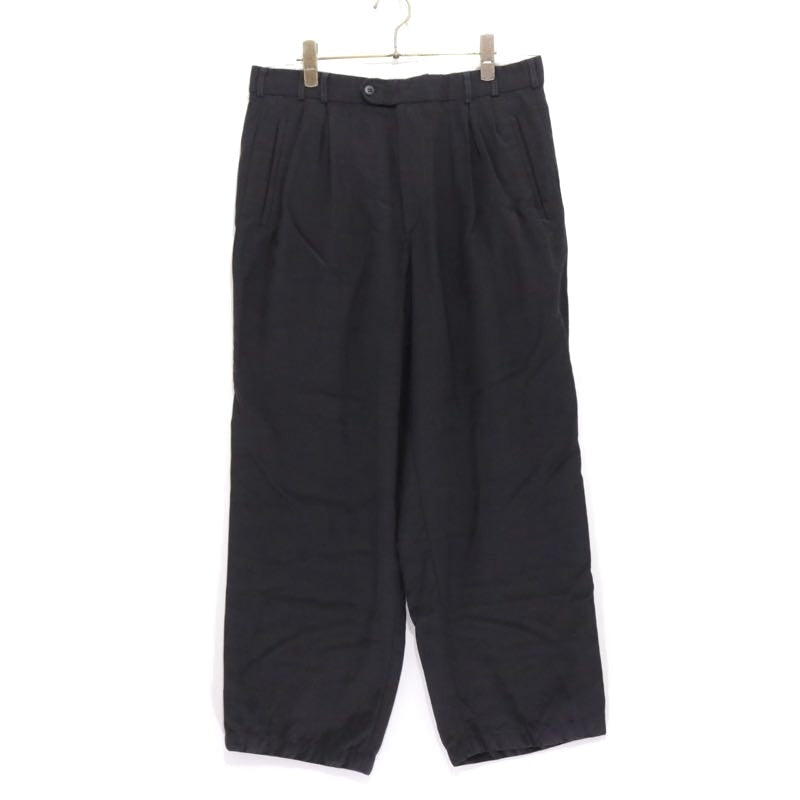 EURO VINTAGE 80s-90s | Bespoke 2Tuck Wide Tapered Slacks "GUTOS / Black"