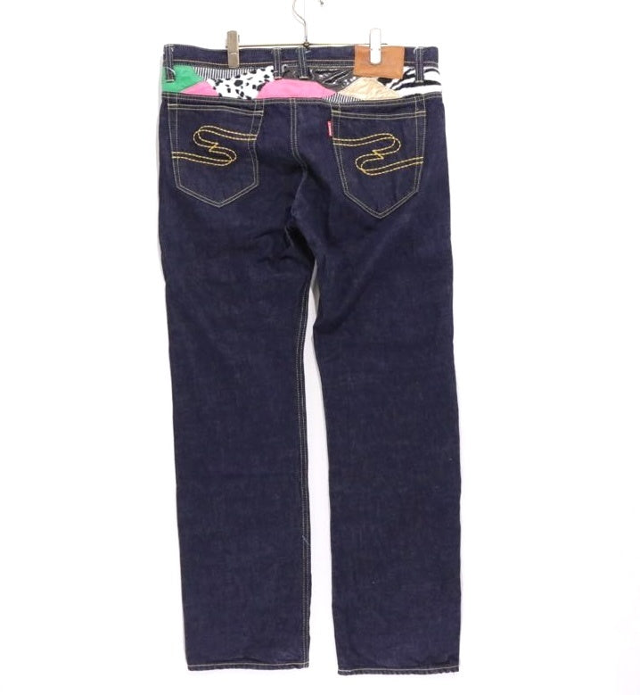 SQUARE | Mixed Material Patchwork Denim Pants "Straight"