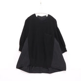 sacai 17AW | Back Pleated Hybrid Knit Pullover "Black" (17-03322)
