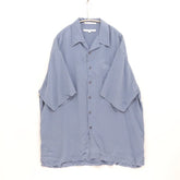 90s PERRY ELLIS | 100% Silk Open Collar Shirt "Classic Blue"