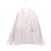 EDIFICE 24SS | Rayon/Linen Pattern No-Collar Shirt "Stripe" (24-011-300-1015-1-0)