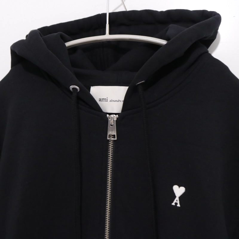 AMI PARIS | Ami de Coeur Zipped Hoodie "BLACK" (HSW765.730)