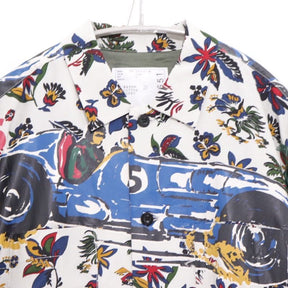 sacai 25ss | Car Race / Tropical Print Shirt "Off White" (25-03651M)