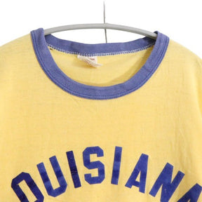 70s vintage RUSSELL ATHLETIC ラッセルアスレティック レディース 半袖Tシャツ リンガーT USA製 シングルステッチ フロッキープリント