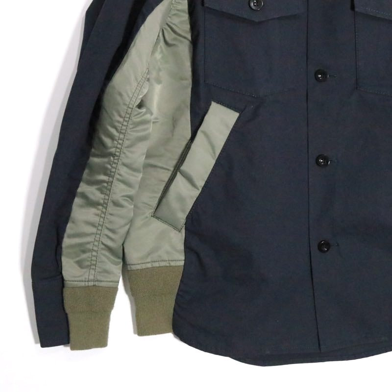 sacai 2022 | Cotton Oxford x Nylon Twill Shirt "Navy/Khaki" (SCM-040)