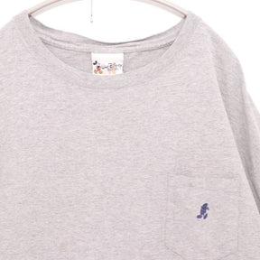 90s Vintage Disney | Mickey Silhouette Embroidery Pocket T-Shirt "Grey"Made in USA