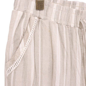 BRIGGS | Wide Easy Pants "Grey Stripe/Linen Blend"