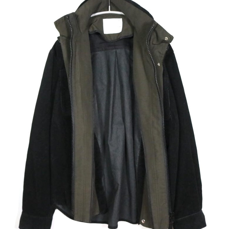 sacai 25AW | Corduroy Mix Jacket "Black/Khaki" (25-03817M)