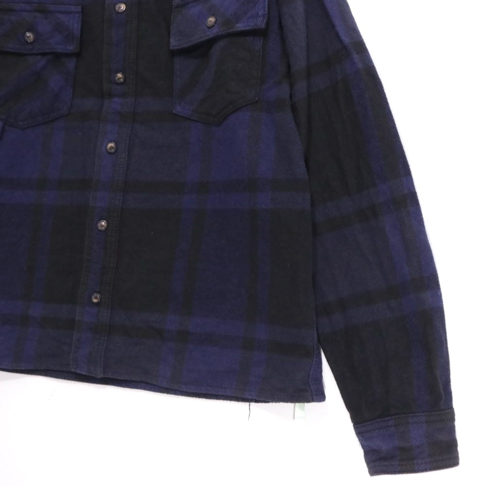 OFF-WHITE 19SS | Stencil Flannel Check Shirt "Navy / Black" (OMGA060R19C08015)