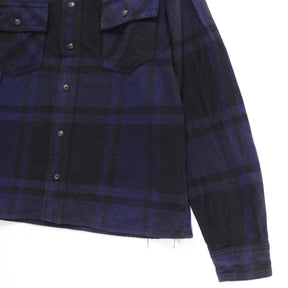 OFF-WHITE 19SS | Stencil Flannel Check Shirt "Navy / Black" (OMGA060R19C08015)
