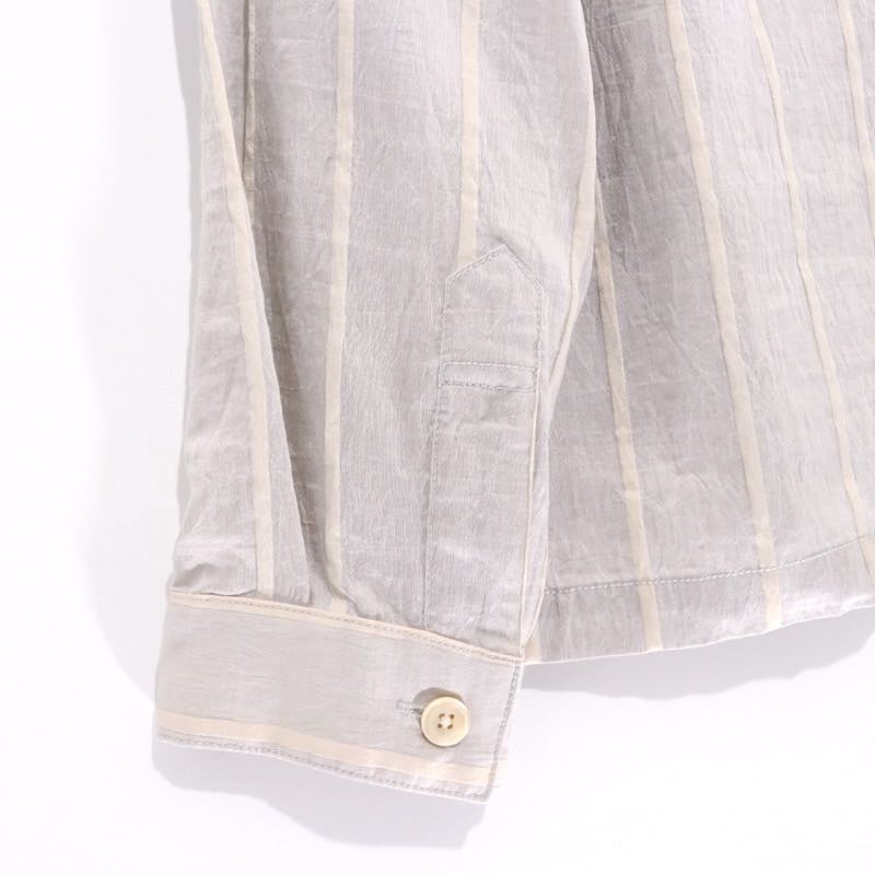 EDIFICE 24SS | Rayon/Linen Pattern No-Collar Shirt "Stripe" (24-011-300-1015-1-0)