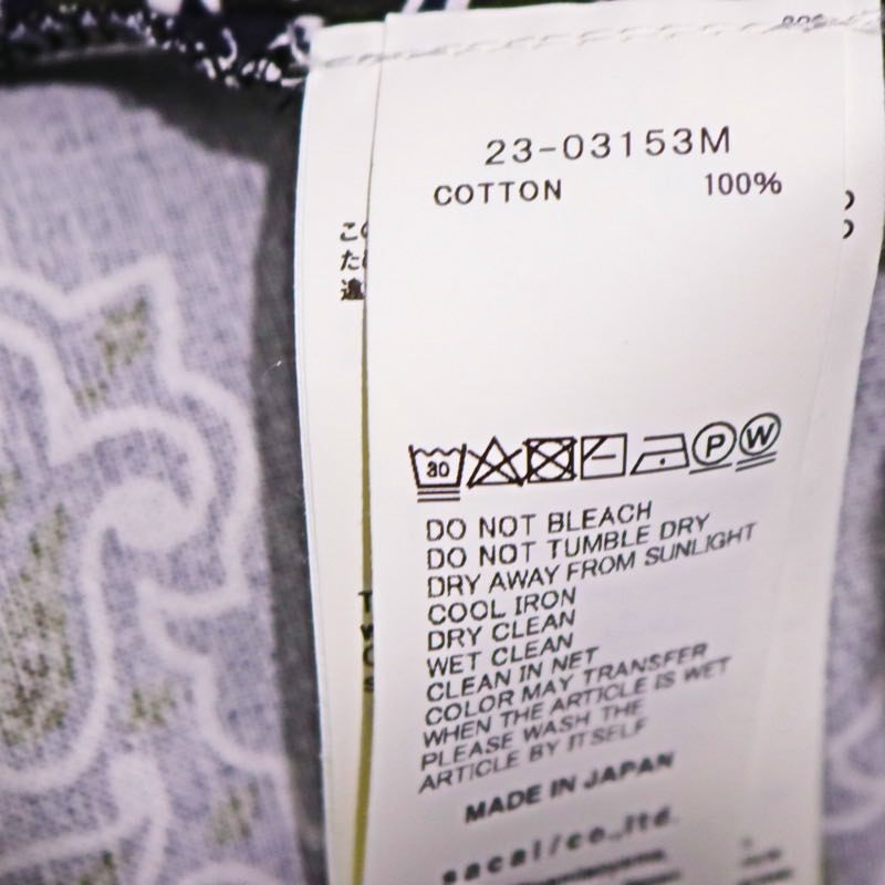 sacai 23SS | Bandana Print Shirt "Navy" (23-03153M)