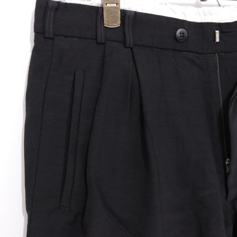 EURO VINTAGE 80s-90s | Bespoke 2Tuck Wide Tapered Slacks "GUTOS / Black"
