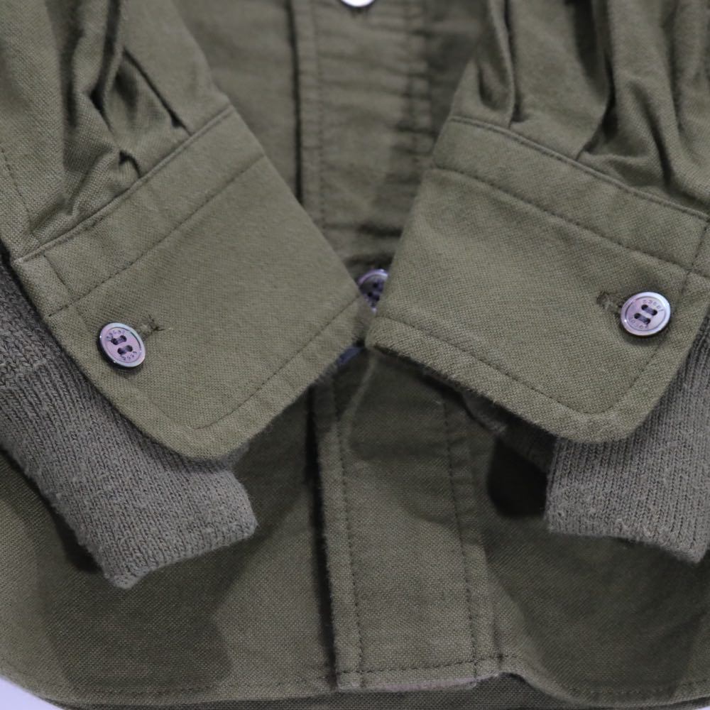 sacai 20SS | Nylon Twill x Cotton Shirt "Olive" (20-02357M)
