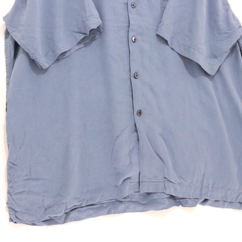 90s PERRY ELLIS | 100% Silk Open Collar Shirt "Classic Blue"
