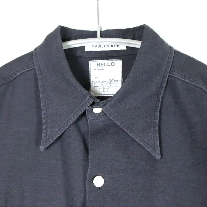 MADISONBLUE 19AW | HAMPTON Back Satin Shirt "Navy / Pearl Button" (MB194-5051PL)