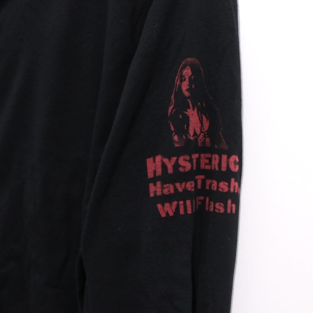 HYSTERIC GLAMOUR 22SS | "Sleeve Logo" L/S Open Polo Shirt "Black" (0221CH01)