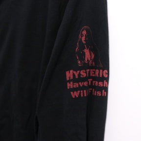 HYSTERIC GLAMOUR 22SS | "Sleeve Logo" L/S Open Polo Shirt "Black" (0221CH01)