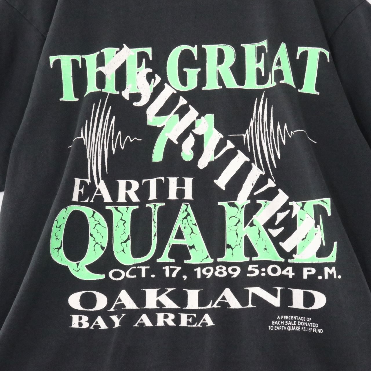 80s 90s USA製 vintage L メンズ 半袖Tシャツ 1989年 EARTH QUAKE OAKLAND