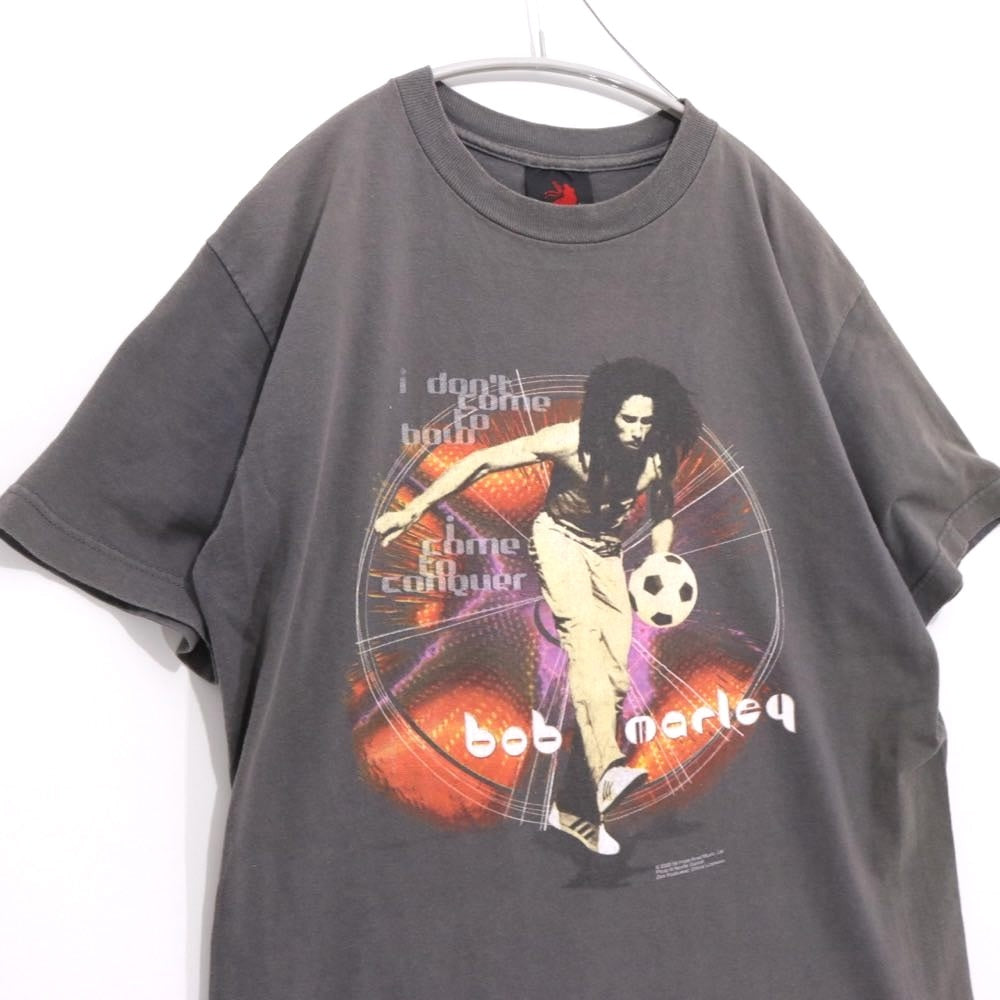 ZION ROOTSWEAR 2002 | BOB MARLEY "Soccer" Printed T-Shirt Made in USA "Gray"