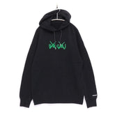 sacai × KAWS 21SS | Flock Print Hoodie "Black/Green" (21-0286S)