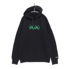 sacai × KAWS 21SS | Flock Print Hoodie "Black/Green" (21-0286S)