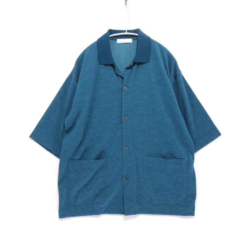 green label relaxing | Dry Wool-Mix Full-Open Polo Shirt "Blue" (3217-104-5092)