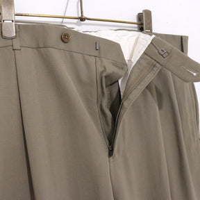 00s Vintage Brooks Brothers | 2-Tuck Wool Serge Trousers "Olive" (Double Hem)