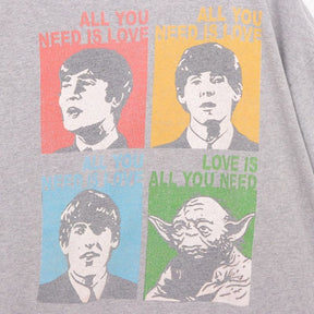 00s Vintage "The Beatles x Star Wars" | Mashup Parody Graphic T-Shirt "Grey"