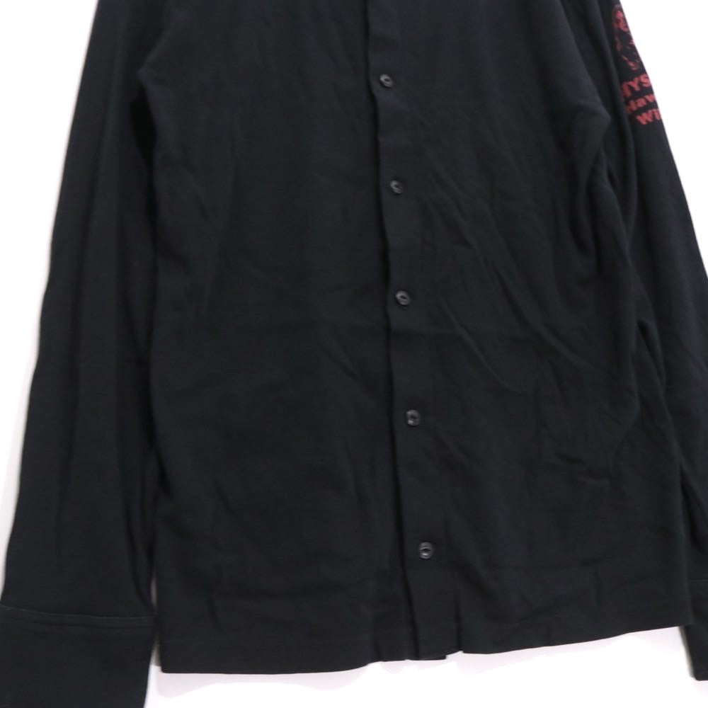 HYSTERIC GLAMOUR 22SS | "Sleeve Logo" L/S Open Polo Shirt "Black" (0221CH01)